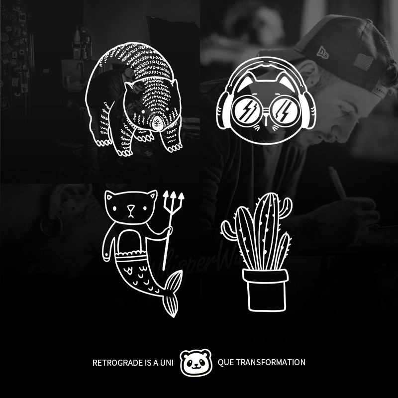 小型动物草本纹身贴防水男持久果汁半永久手臂手背纹身刺青小新款