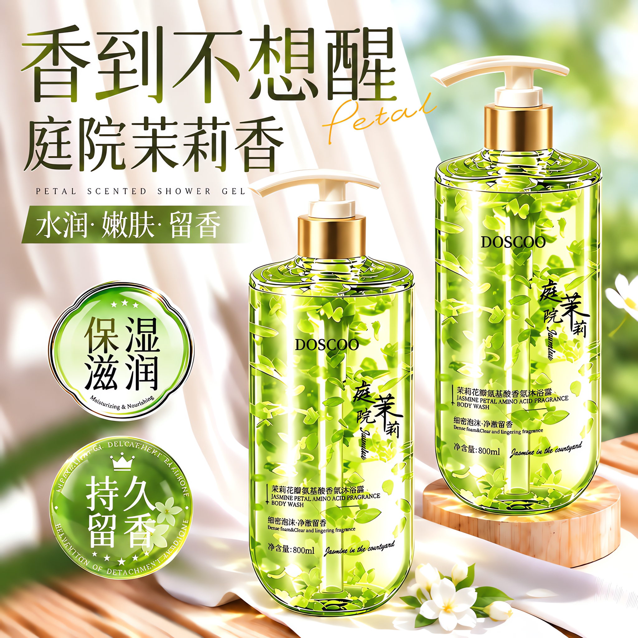 花瓣香氛沐浴露持久留香72小时香水乳液去角质鸡皮保湿滋润女男士