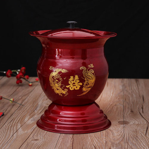 高脚红色马桶新娘陪嫁婚庆用品