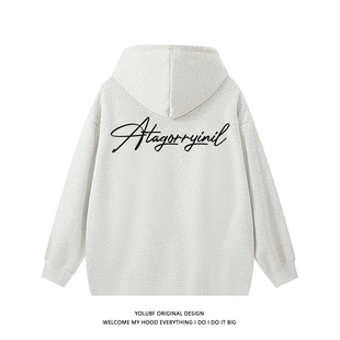 YOLUBF国潮牌连帽卫衣春秋季重磅加绒帽衫男女厚款亿万少年情侣装