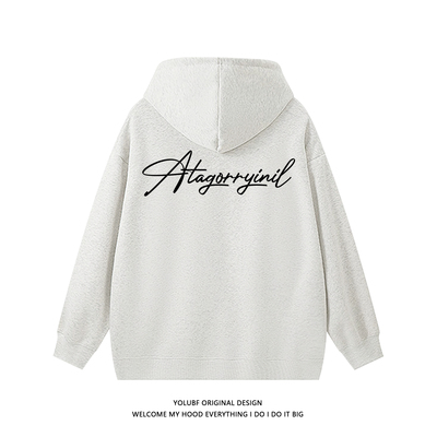 YOLUBF国潮牌连帽卫衣春秋季重磅加绒帽衫男女厚款亿万少年情侣装