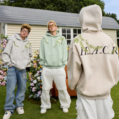 harshandcruel 新中式 花卉花环刺绣文字HACR廓形连帽卫衣国潮流