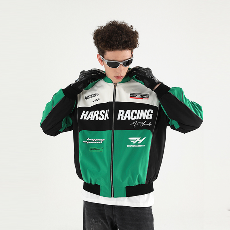 宽松赛车服夹棉夹克外套