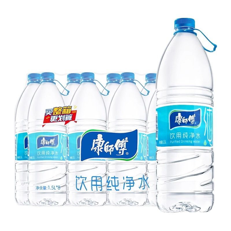 康师傅包装饮用水1.5L*8瓶整箱批发非矿泉水办公会议小瓶饮用水图片