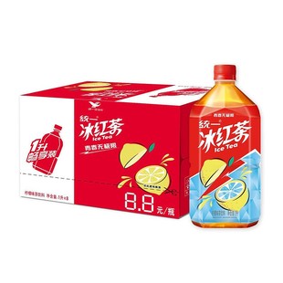 饮品 8瓶整箱绿茶大瓶装 统一 冰红茶柠檬味红茶饮料1L