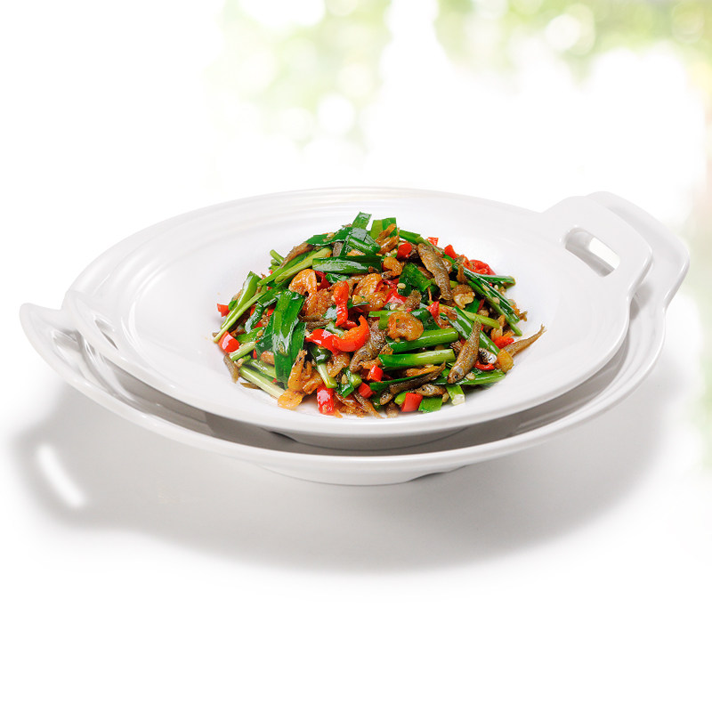 白色双耳麻辣香锅炒菜塑料盘子