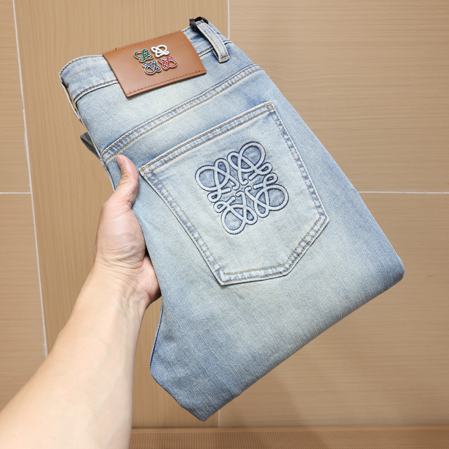 春夏新款浅蓝色弹力薄款牛仔裤男欧美风潮牌水洗修身小直筒休闲裤