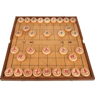 中国象棋皮革棋盘实木折叠高档象棋榉木大号成人儿童学生棋盘套装