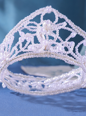 珍珠发冠宋制头饰汉服镂空头冠古装盘发配饰写真套装宋代古风发饰