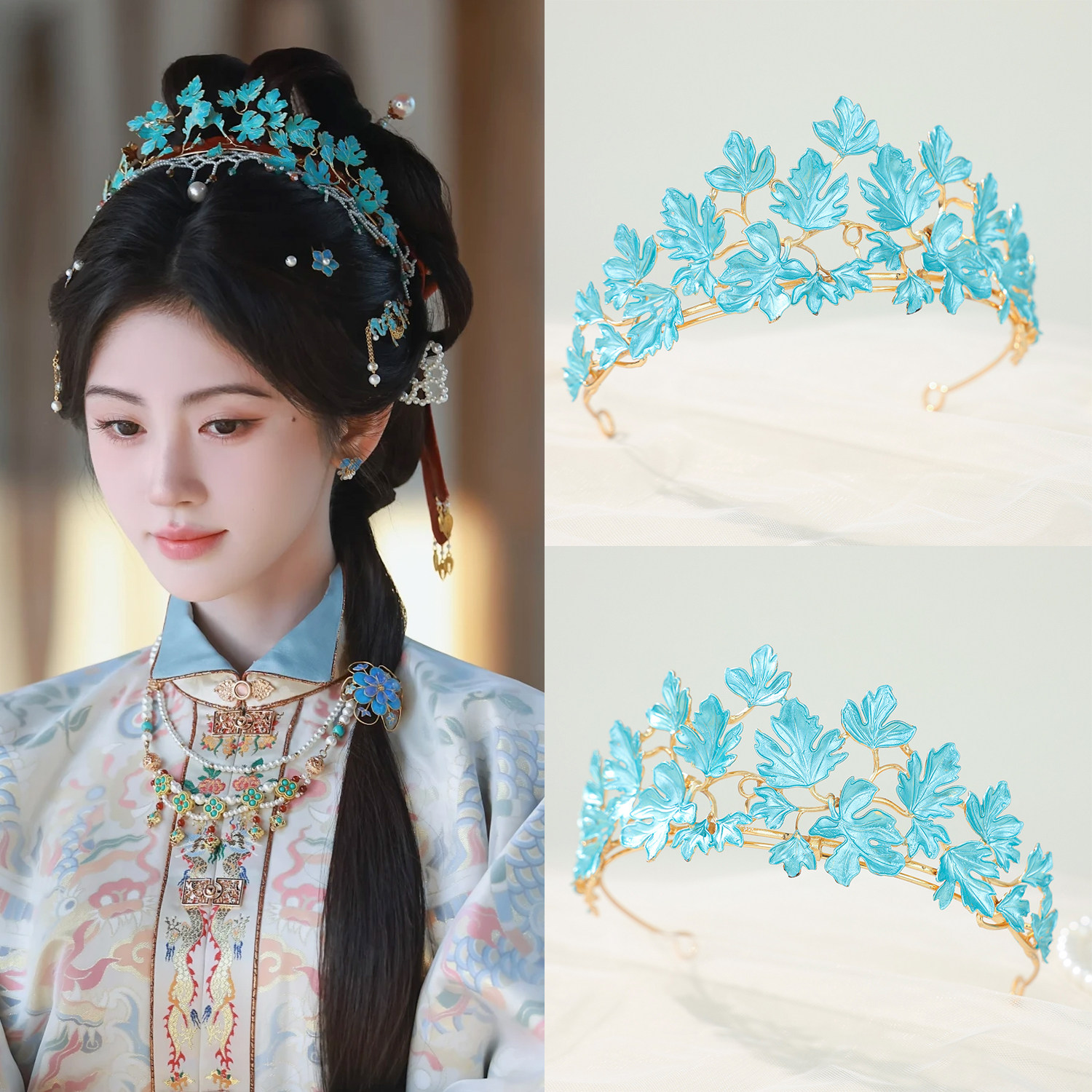 万花世界头饰鞠婧祎同款仿妆发冠