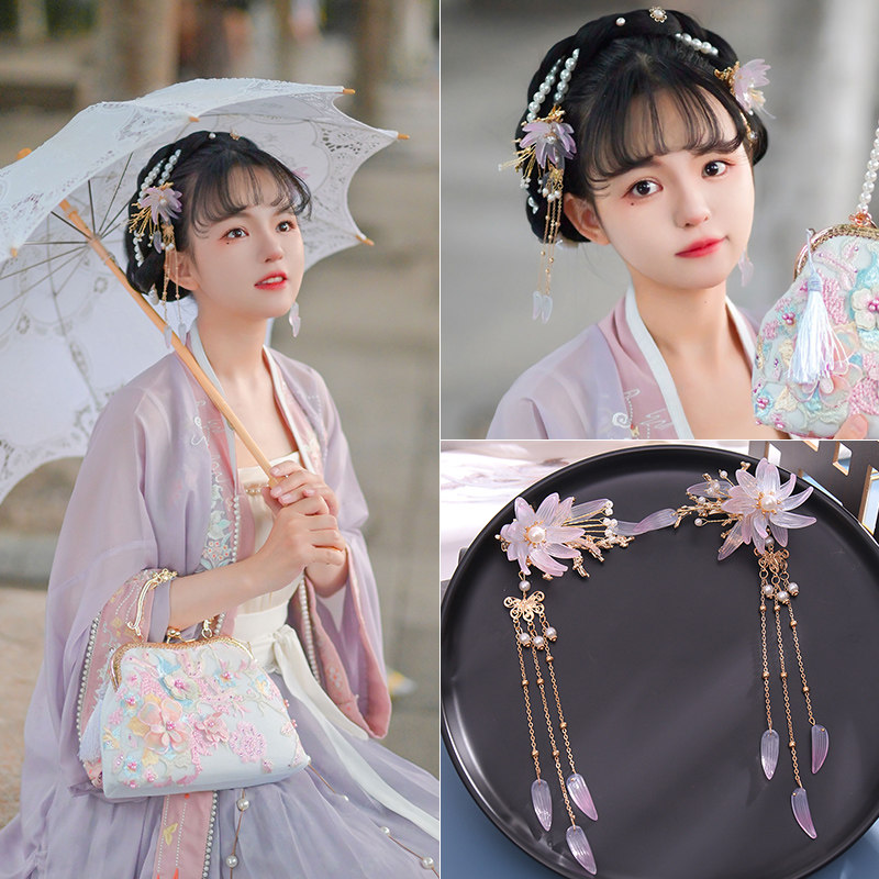 古装头饰花朵流苏发夹仙美手工
