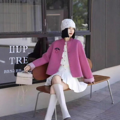 2025款国风双面羊毛大衣女短款新