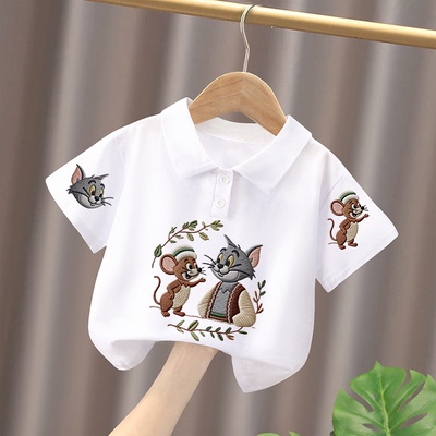 新款洋气2026男童女童纯棉短袖Polo衫儿童夏季短袖T恤宝宝上衣服