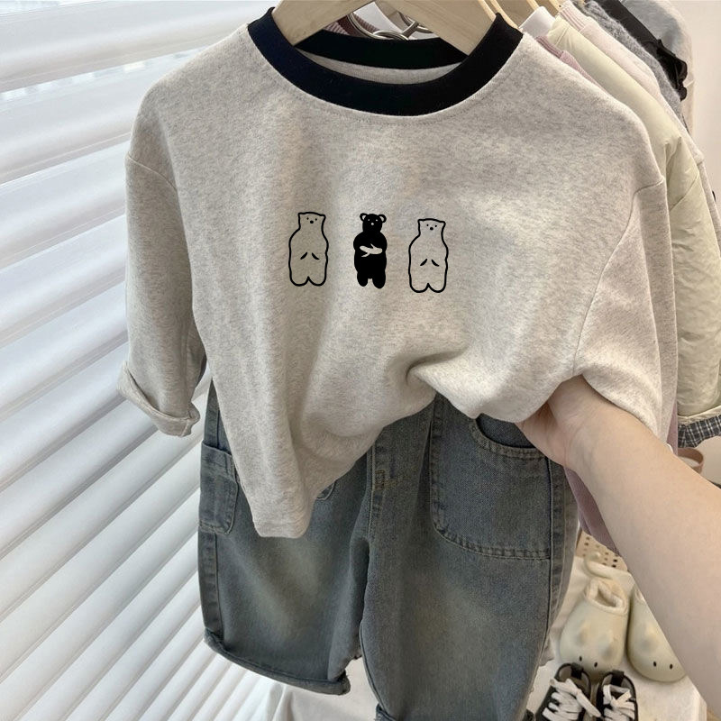 春秋季新款儿童2026洋气上衣服宝宝卡通打底衫男女童长袖纯棉T恤图片