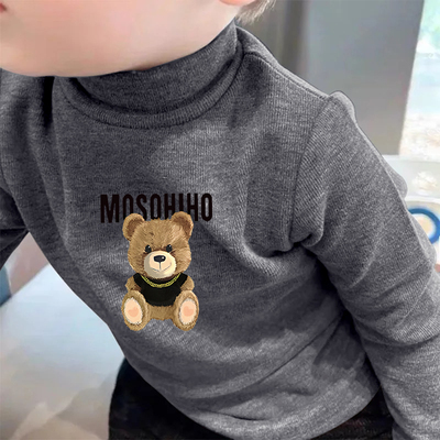 宝宝秋冬季2025德绒长袖T恤男女童保暖上衣儿童内搭半高领打底衫