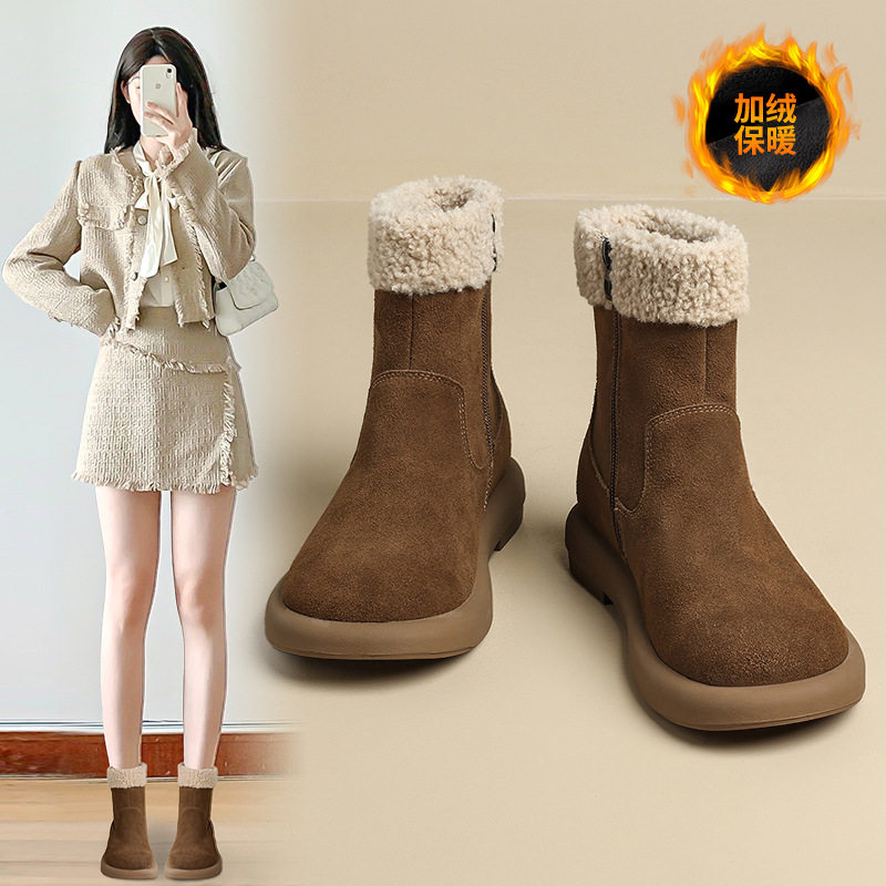 ZHR则则时尚简约加绒保暖雪地靴短靴2024新款冬百搭靴子棉靴女鞋,女鞋,时尚雪地靴,淘宝优惠券,粉丝福利购,淘宝优惠卷