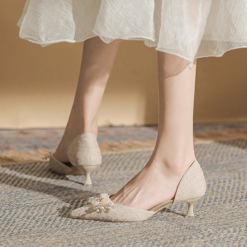 3-4-K5高跟鞋女秋细跟2022年新款法式气质小跟鞋新娘主婚鞋尖头,女鞋,婚鞋,淘宝优惠券,粉丝福利购,淘宝优惠卷