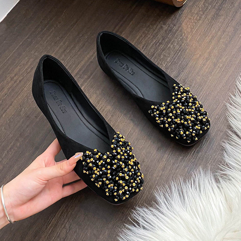 2026新款水钻单鞋女春季软底仙女风内增高方头平底瓢鞋大码41—43,女鞋,深口单鞋,淘宝优惠券,粉丝福利购,淘宝优惠卷