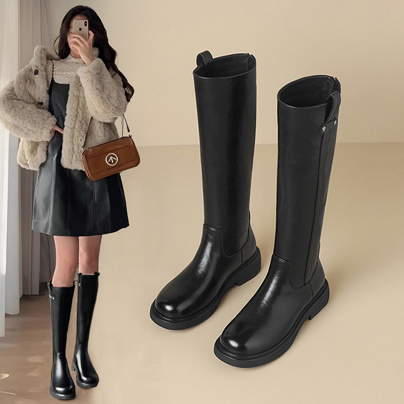 ZHR则则甜酷洋气长筒靴加绒保暖长靴2024秋冬新款百搭厚底骑士靴,女鞋,骑士靴,淘宝优惠券,粉丝福利购,淘宝优惠卷