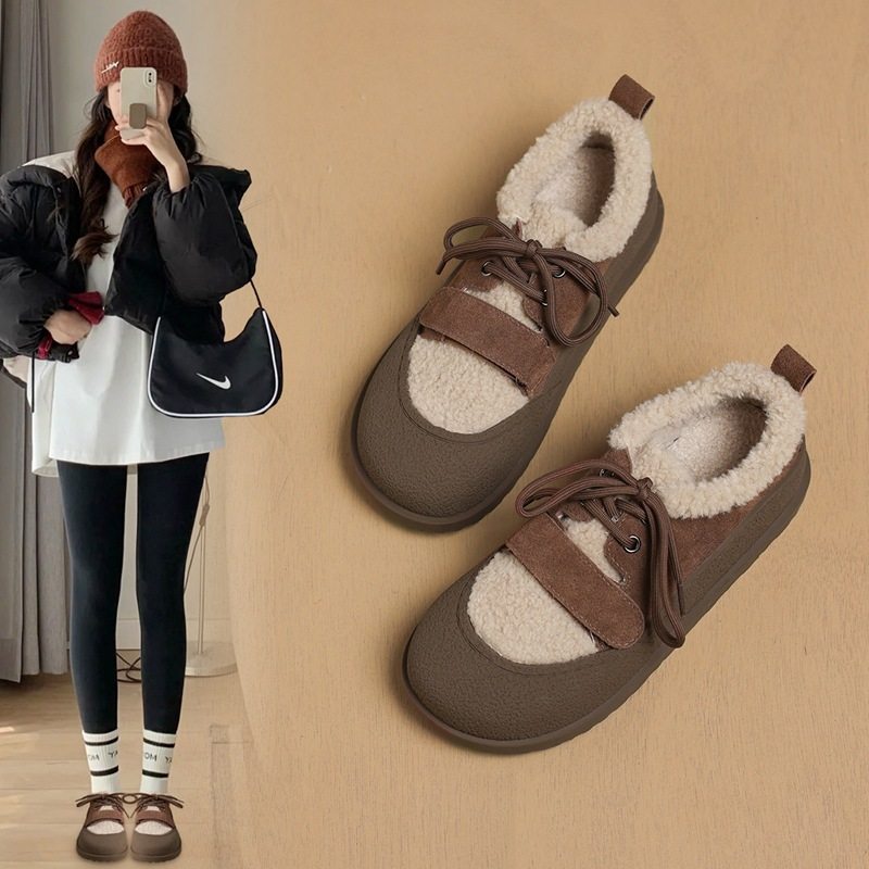 ZHR休闲鞋女2023年秋冬新款潮流休闲百搭保暖魔术贴平底毛毛棉鞋,女鞋,棉鞋,淘宝优惠券,粉丝福利购,淘宝优惠卷