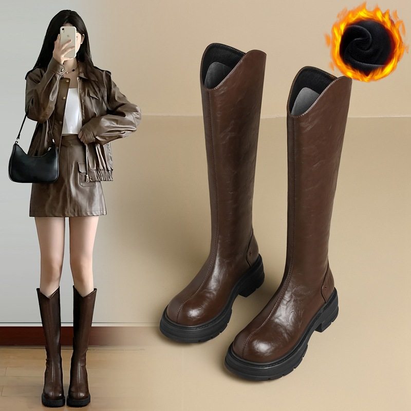 ZHR则则时髦显瘦长筒靴气质靴子女2024新款厚底增高百搭女鞋长靴,女鞋,棉鞋,淘宝优惠券,粉丝福利购,淘宝优惠卷