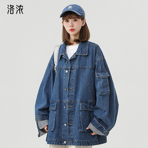 洛浓无性别春秋水洗牛仔男女夹克外套宽松潮牌百搭高街美式青少年