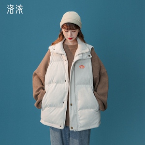 洛浓无性别冬季男女棉马甲外穿背心华夫格休闲百搭学院风高街学生