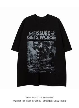 新款潮流水洗复古做旧美式短袖男夏季炸街痞帅情侣半袖百搭insT恤