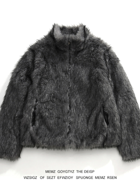 MEMZ韩版潮流男圆领仿皮草外套冬季青少年帅气百搭休闲保暖夹克衫