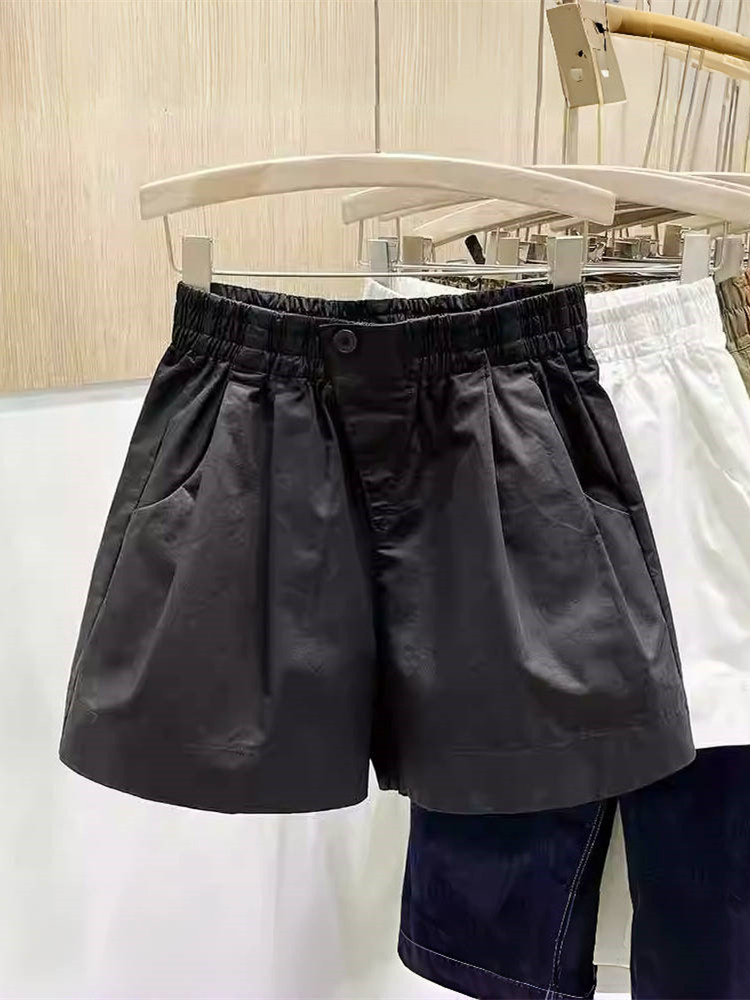 休闲阔腿短裤女夏季新款大码宽松显瘦时尚百搭高腰A字五分热裤薄