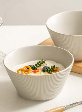 浅白doo面碗陶瓷家用英寸米饭碗汤碗高颜值陶瓷碗白色浮雕餐具碗