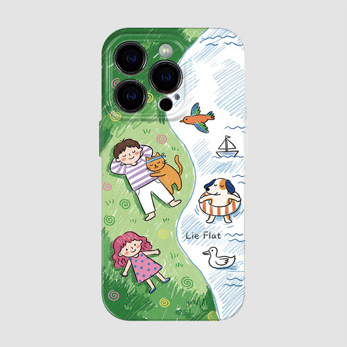 躺平假日适用iPhone17苹果16promax手机壳15小众个性ins风夏日14全包13华为Mate80防摔荣耀600保护套12耐脏11