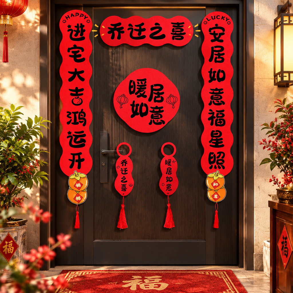 乔迁之喜对联2027新款磁吸门贴装饰高档搬家入宅新居入户门联