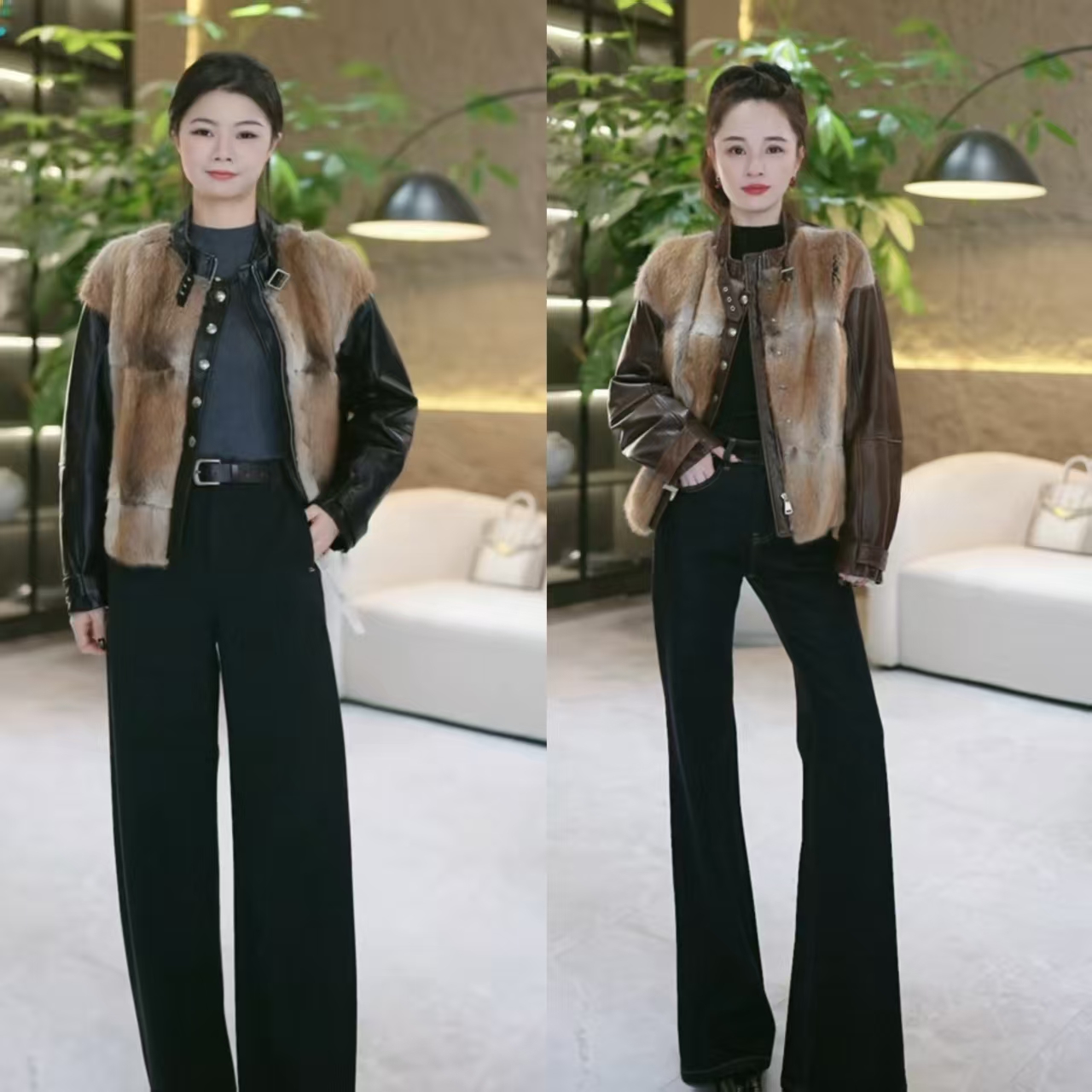 【格格专享】 短款立领双色拼貂鹅绒服 257616