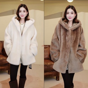 【辰大嗓严选】中长款连帽多色皮毛一体外套 40808