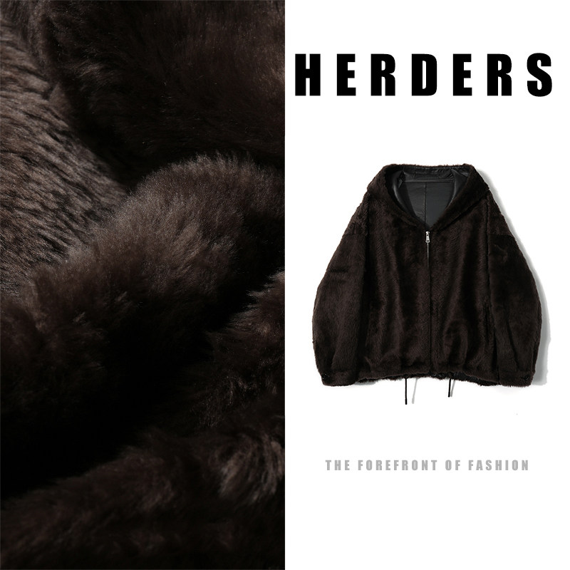 《邢康莉甄选》 ‘高奢拉贡系列’连帽两面穿皮毛一体外套 52228