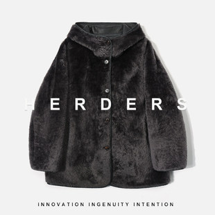 连帽两面穿皮毛一体外套 诺曼中长款 拉贡 52329 邢康莉甄选