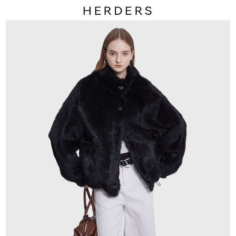 HERDERS “校花羊系列”短款个性时尚女款皮毛一体外套  52626