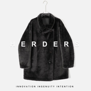 皮毛一体外套 翻领纽扣款 拉贡两面穿中长款 52200 邢康莉甄选