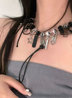 多拉链项链拥有一条都不用买拉链啦个性百搭男女项链冷淡风朋克