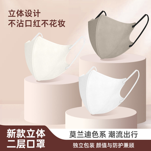 女高颜值超薄二层 透气3d立体防晒黑色明星同款 一次性口罩夏季 薄款