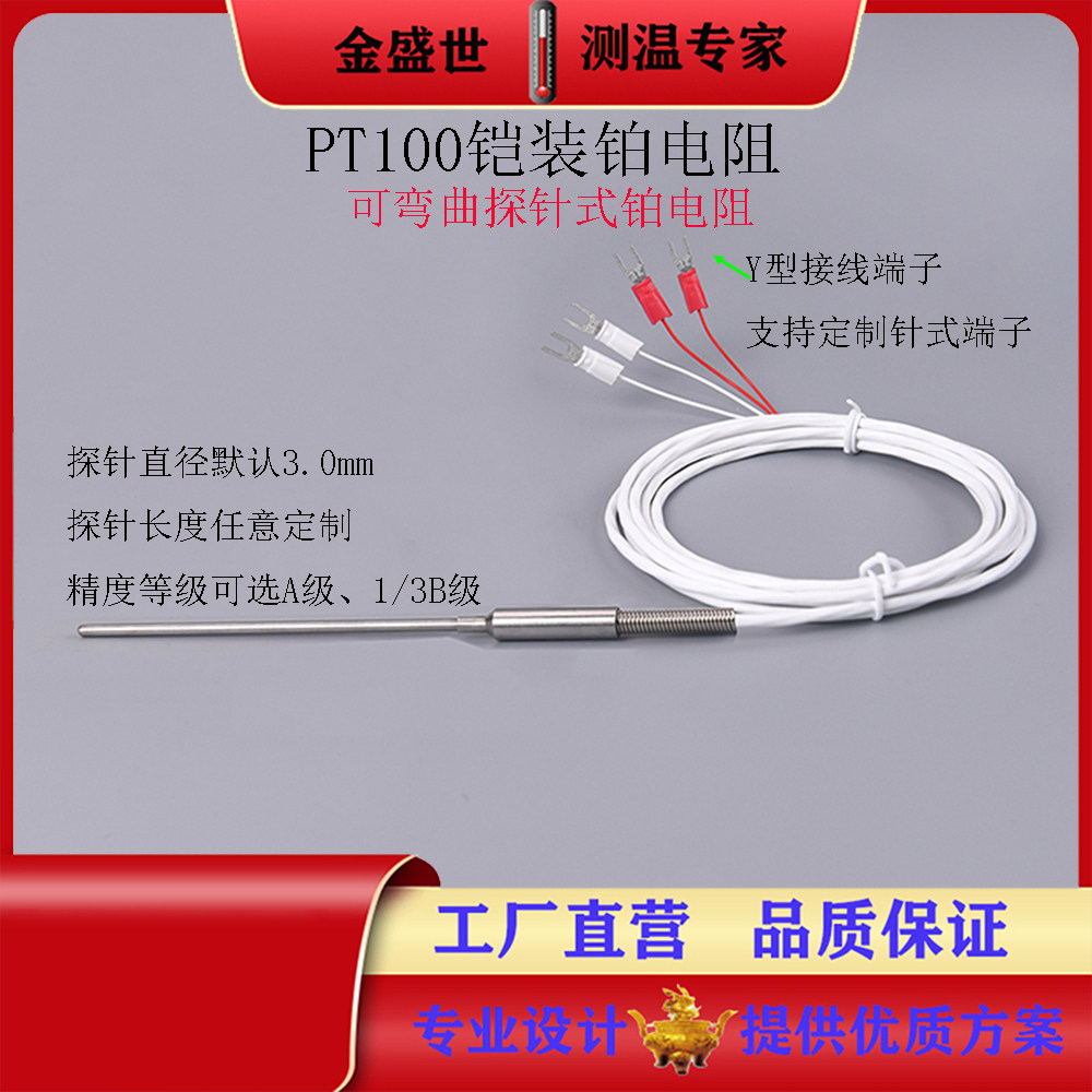 铠装铂电阻PT100A级1/3B级精度