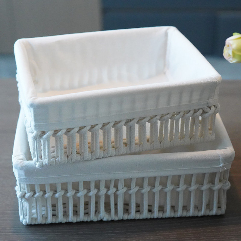 收纳筐中古桌面藤编收纳篮布艺收纳盒客厅茶几收纳筐防藤编收纳箱,收纳整理,桌面收纳盒,淘宝优惠券,粉丝福利购,淘宝优惠卷