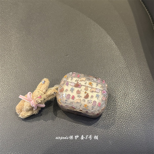 春日碎花小兔子适用于airpods pro3代蓝牙保护套2代4代耳机壳