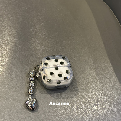 小众半透黑色波点耳机壳保护套