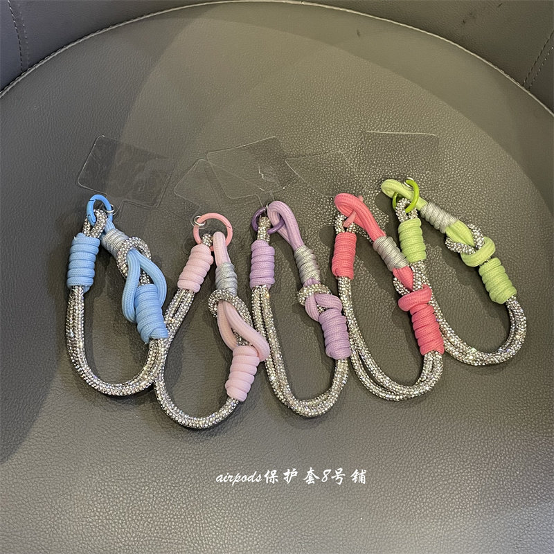 ins少女心闪钻编织绳车钥匙包包挂坠手机壳airpods耳机壳挂链,3C数码配件,手机挂件/手机链,淘宝优惠券,粉丝福利购,淘宝优惠卷