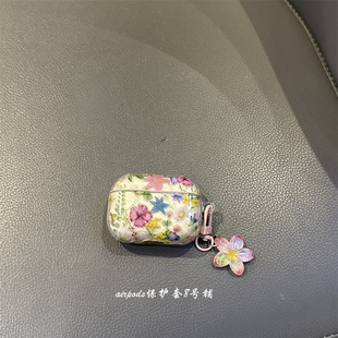 复古半透花朵适用于airpods pro2代3代蓝牙保护套4代苹果耳机壳