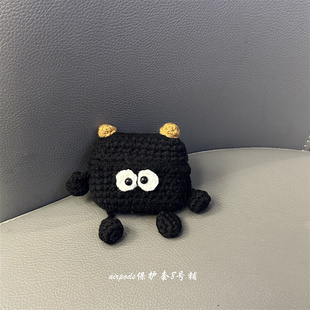 ins针织黑色煤球适用苹果无线蓝牙airpods pro1代耳机保护套2代3代