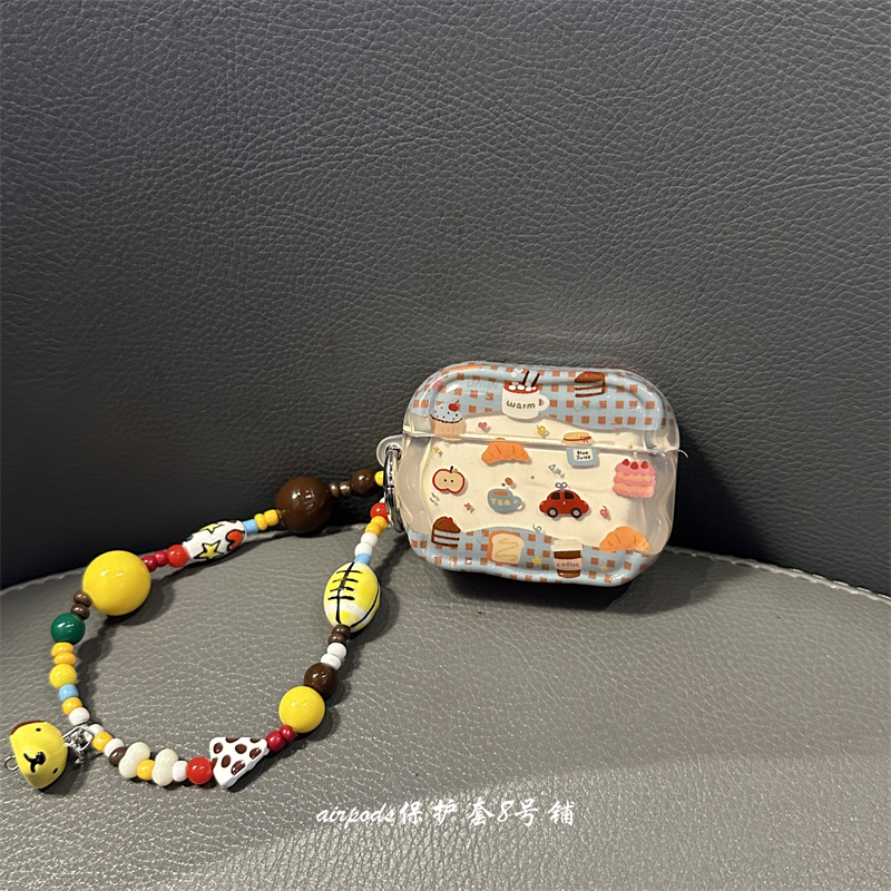 可爱卡通格纹蛋糕耳机壳