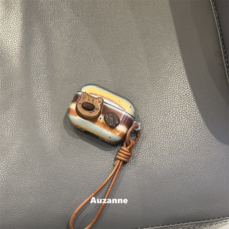 可爱立体咖啡豆木质小熊使用airpodspro3代蓝牙保护套2代苹果4代耳机壳,3C数码配件,耳机保护套,淘宝优惠券,粉丝福利购,淘宝优惠卷